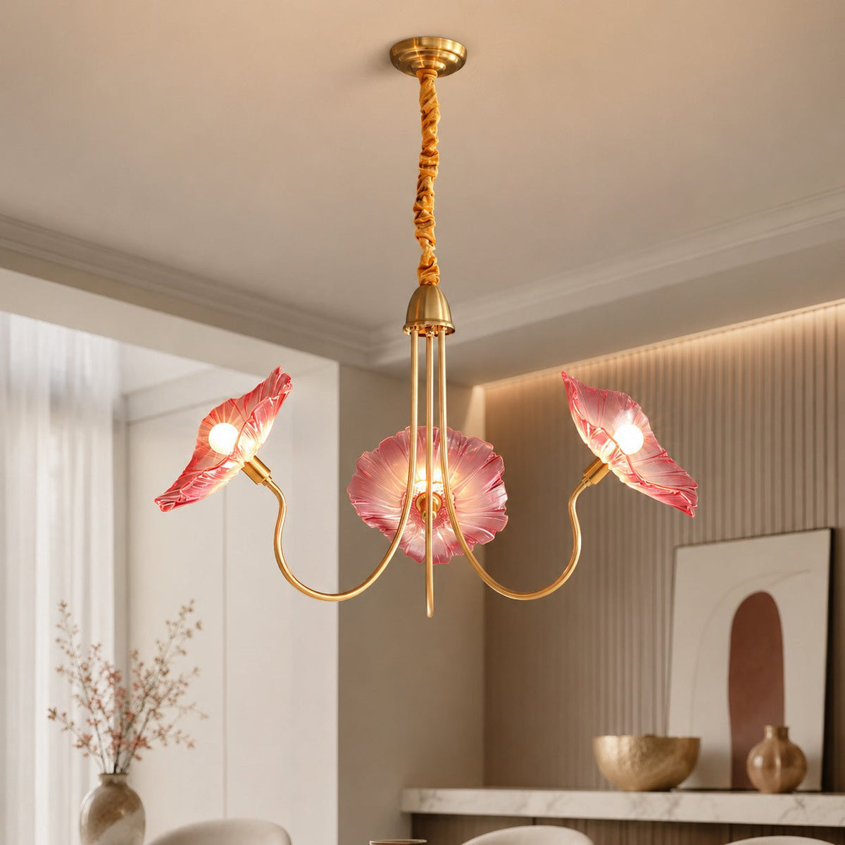 Adjustable Drop Chandelier Ceiling Light — Metal Frame, Frosted Glass Shades, E26/E27 Bulb Compatible