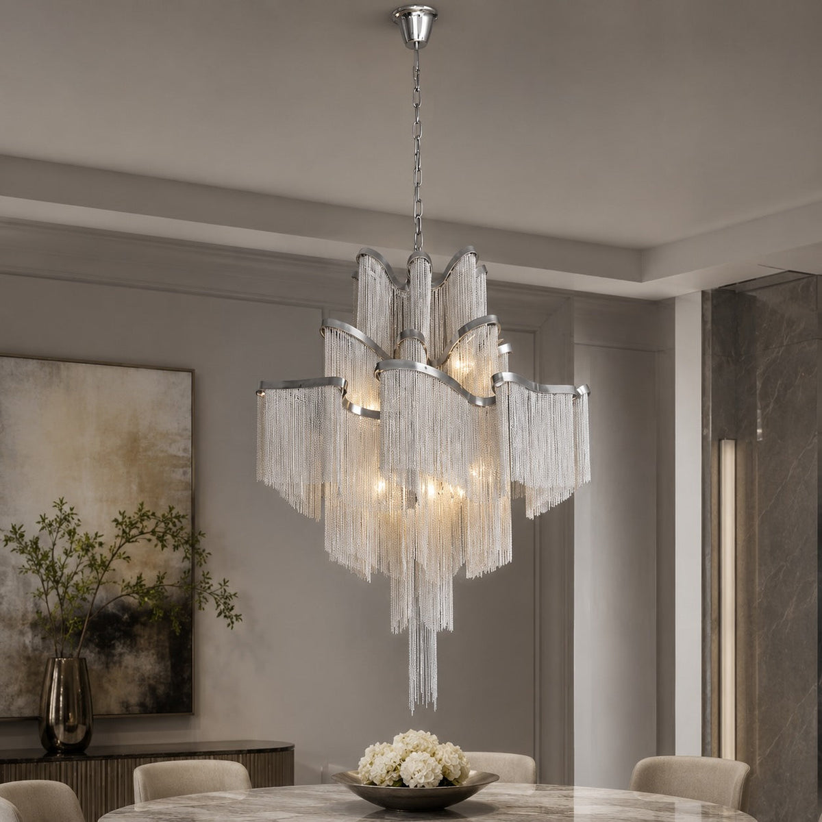 Modern Metal Chandelier Pendant Light — E14 Socket Hanging Fixture