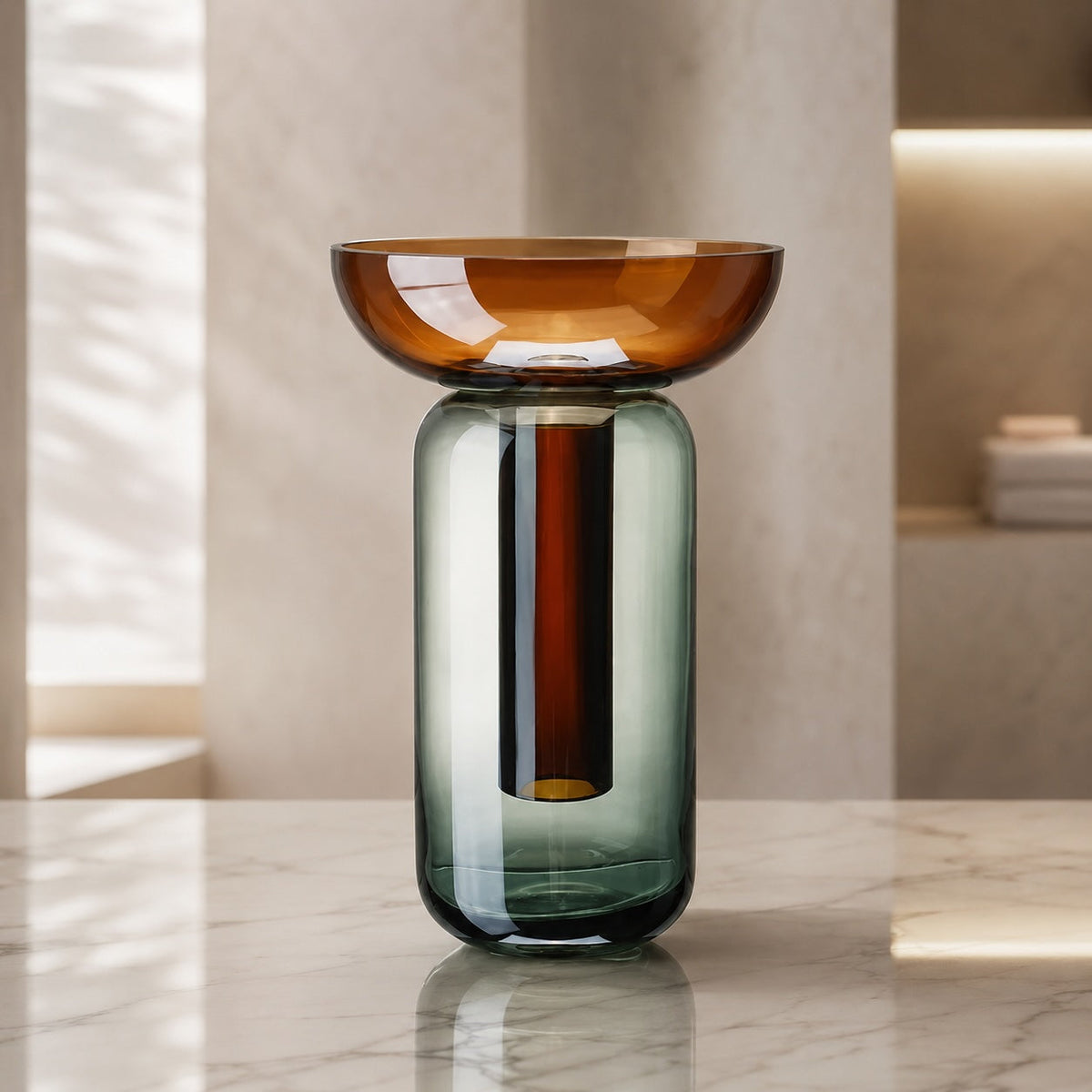 Vaso moderno in vetro - struttura rimovibile in due pezzi, 25 x 12.5 cm