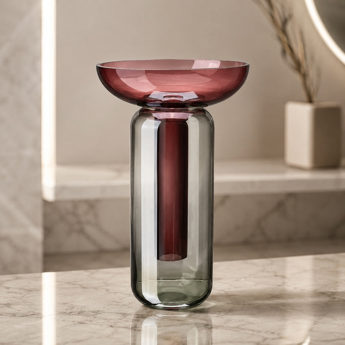 Vaso moderno in vetro - struttura rimovibile in due pezzi, 25 x 12.5 cm