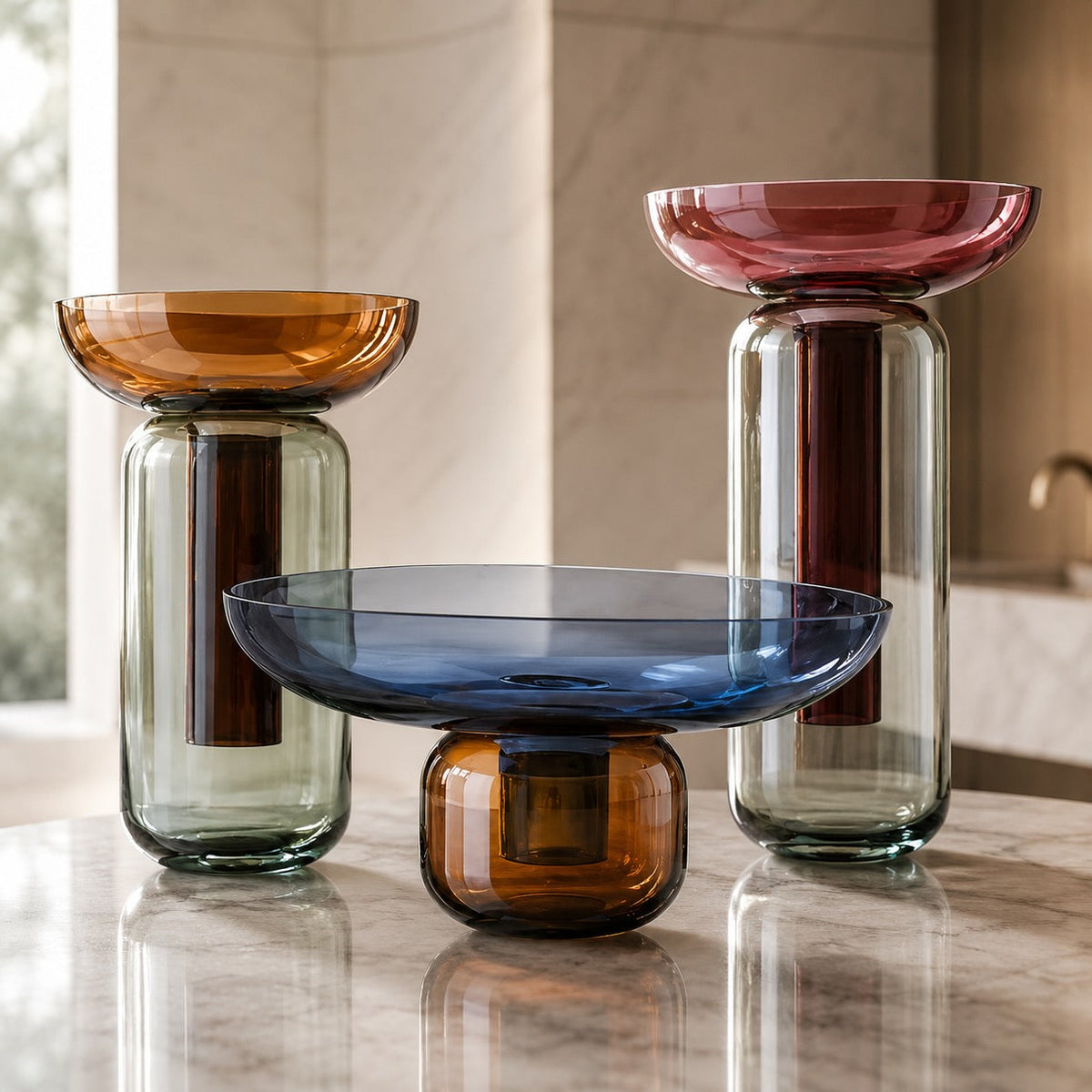 Vaso moderno in vetro - struttura rimovibile in due pezzi, 25 x 12.5 cm
