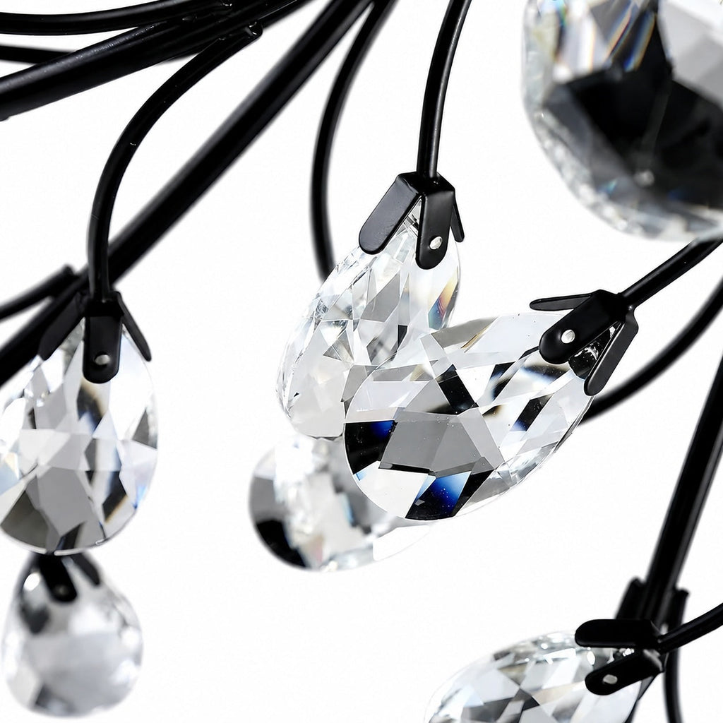 Moderne krystallkronelyse - dimbar LED-taklampe med 15 lys, ramme i svart jern
