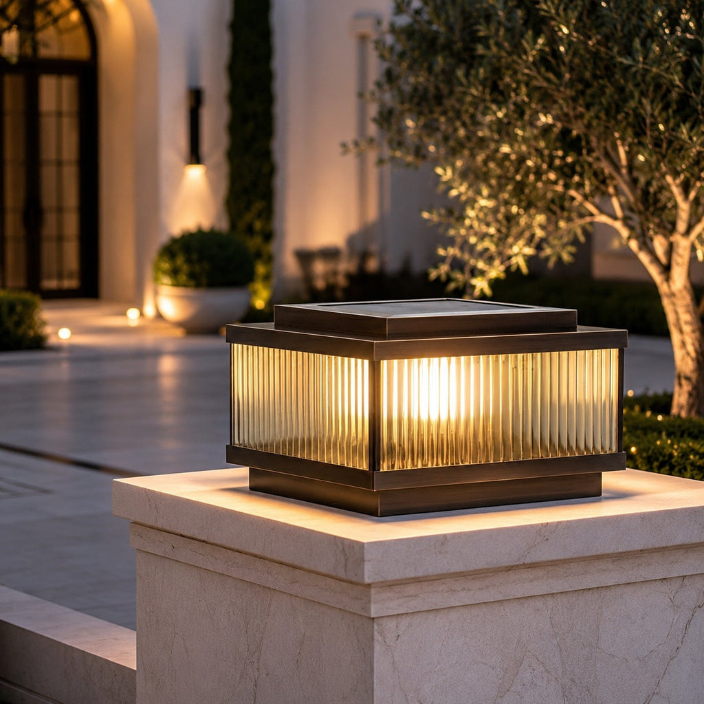 Modern Square Outdoor Wall Light — Waterproof Brass Build, Acrylic Diffuser