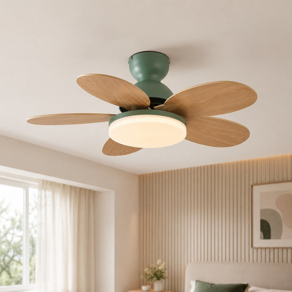 35.4-Zoll-moderner weißer Deckenventilator für die flache Montage – integrierte LED-Leuchte, flüsterleiser Gleichstrommotor