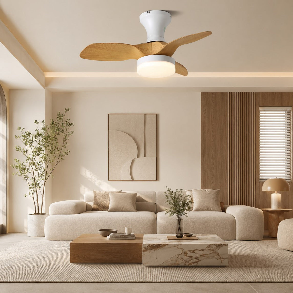 Moderne sort loftsventilator i metal - integrerede LED-lys, 6-trins styring