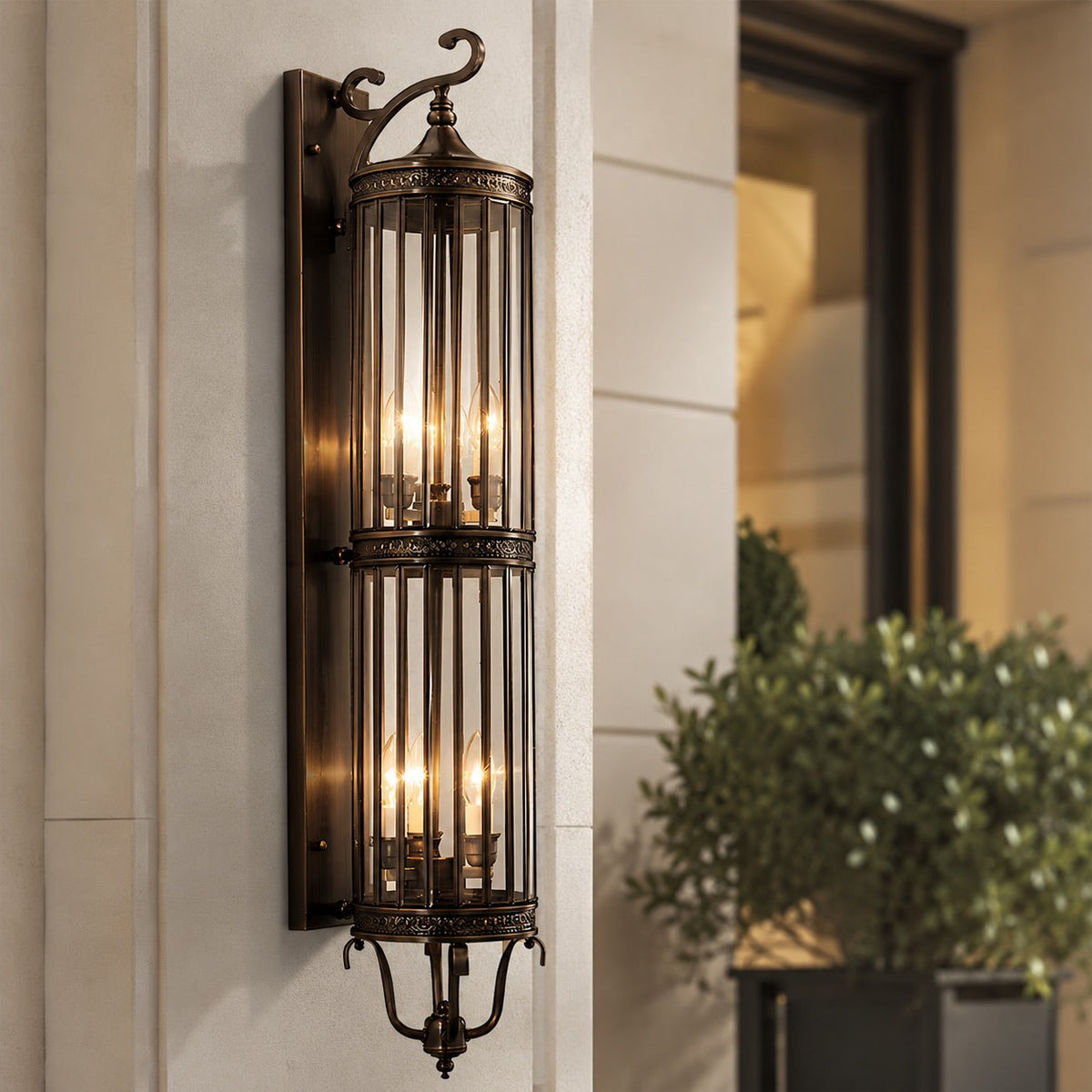Applique LED vintage da esterno — Struttura in rame e vetro, impermeabile IP65