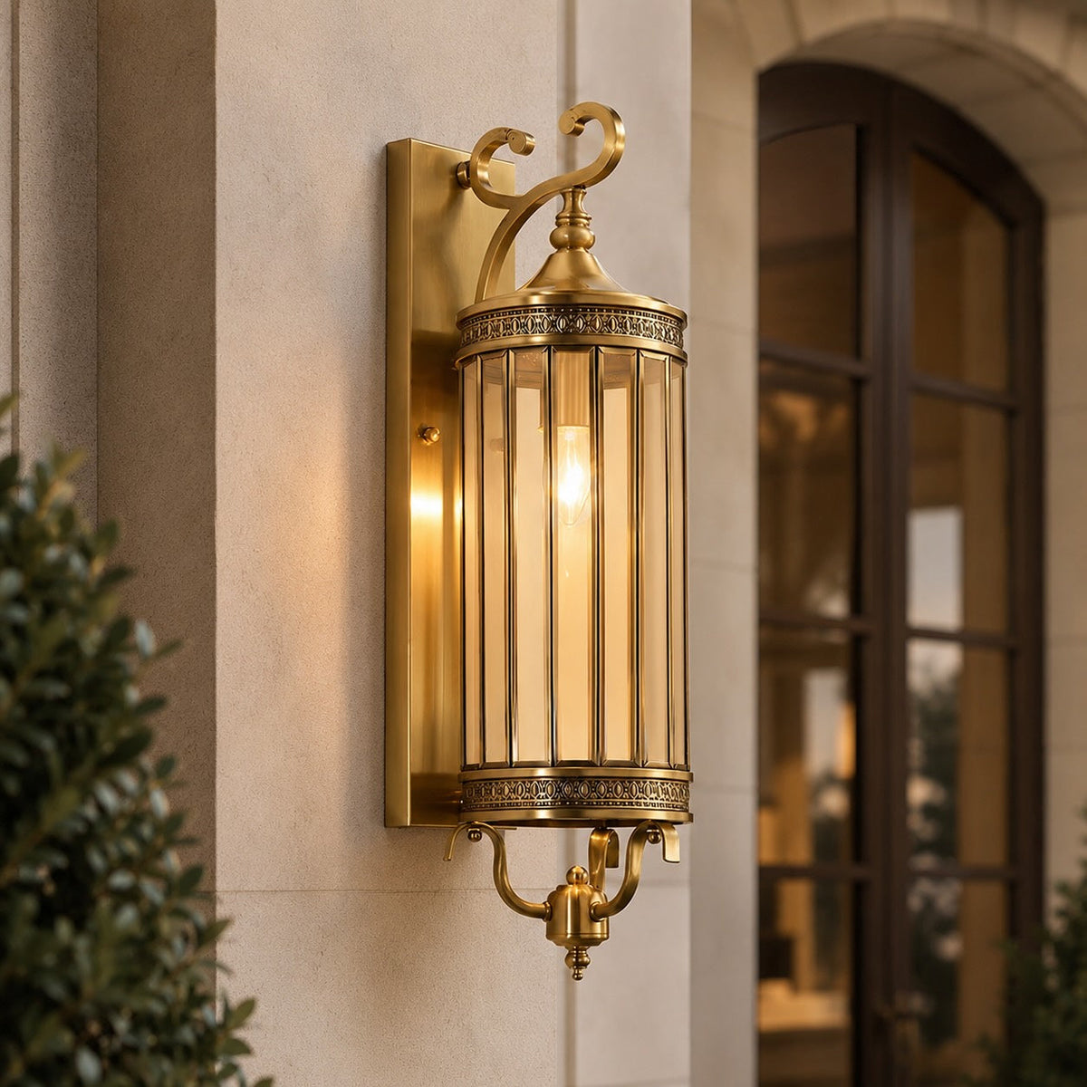 Applique LED vintage da esterno — Struttura in rame e vetro, impermeabile IP65