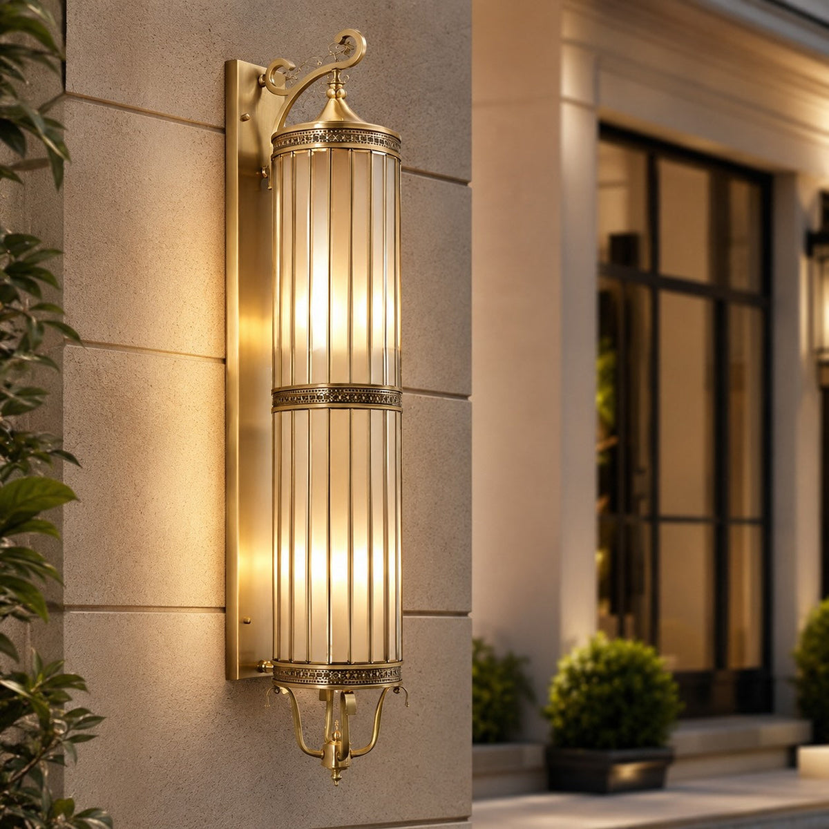 Applique LED vintage da esterno — Struttura in rame e vetro, impermeabile IP65