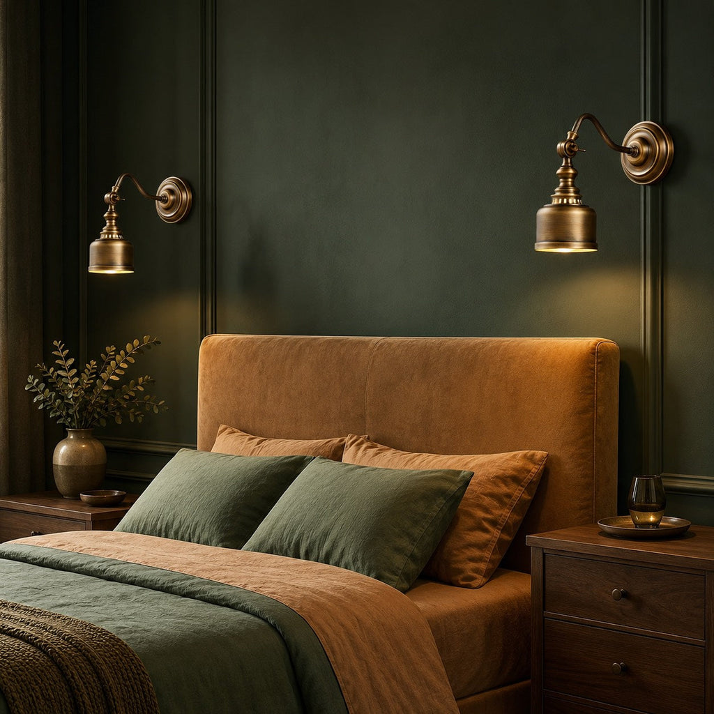 Modern minimalistisk vägglampa - LED-kompatibel armatur i massiv mässing, varm antik finish, rörformad ram