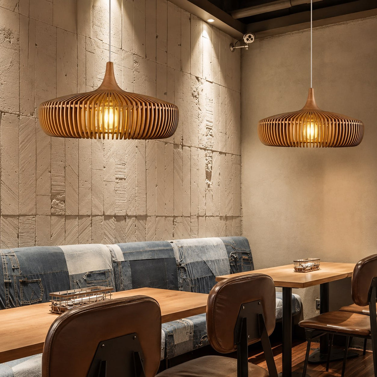 Pendellampe i skandinavisk træ — moderne minimalistisk loftslampe, kompatibel med LED