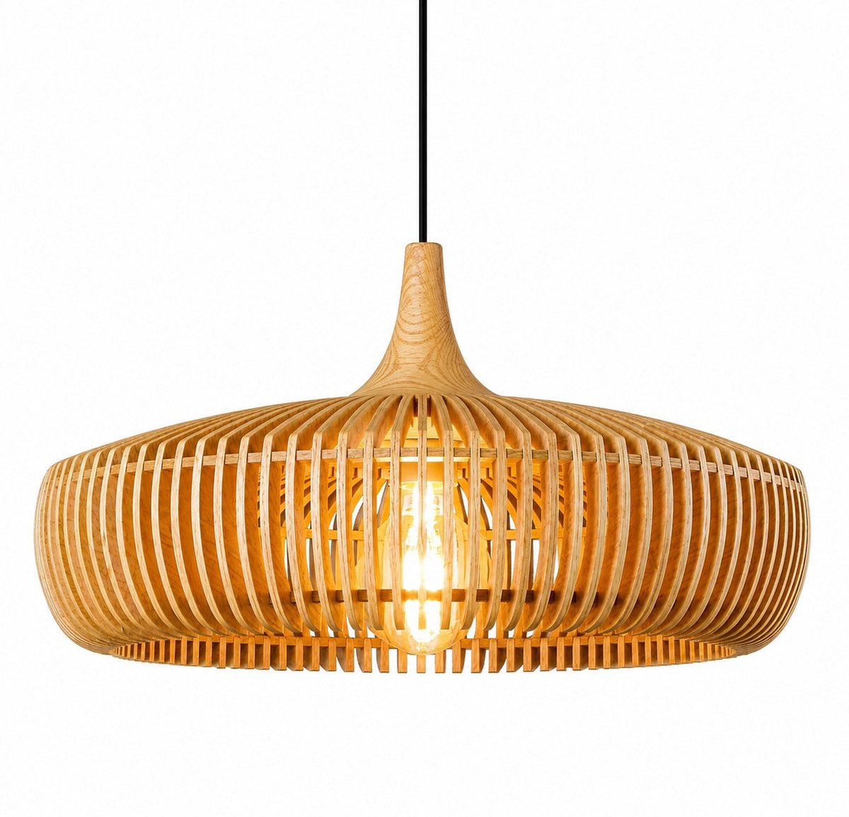 Pendellampe i skandinavisk træ — moderne minimalistisk loftslampe, kompatibel med LED
