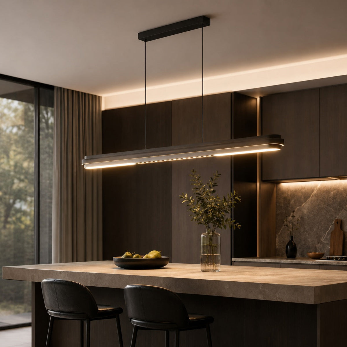 Modern Linear LED Pendant Light — Adjustable Length Metal Ceiling Lamp