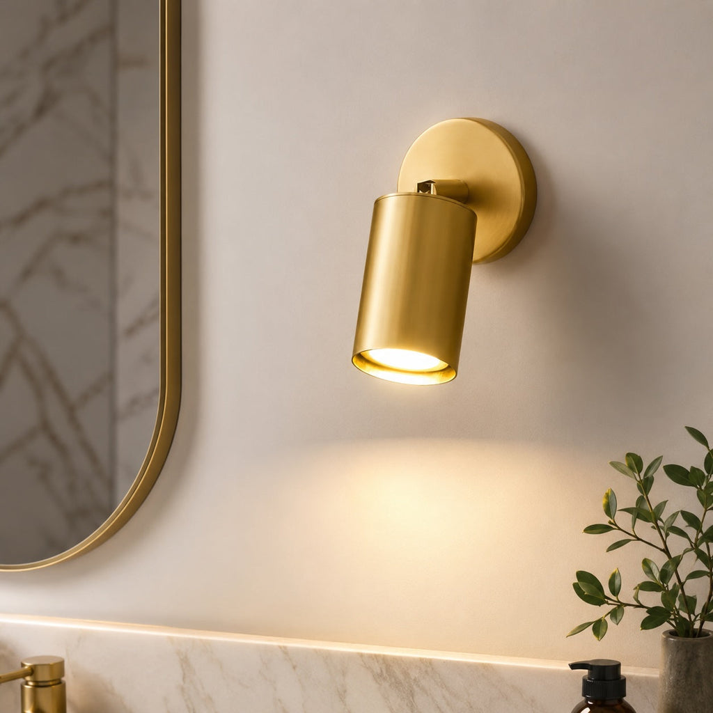 Modern Brass Wall Sconce — 350° Adjustable Rotating Spotlight