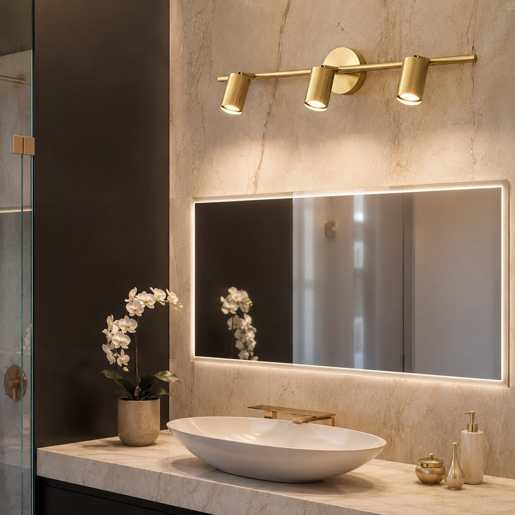 Modern Brass Wall Sconce — 350° Adjustable Rotating Spotlight