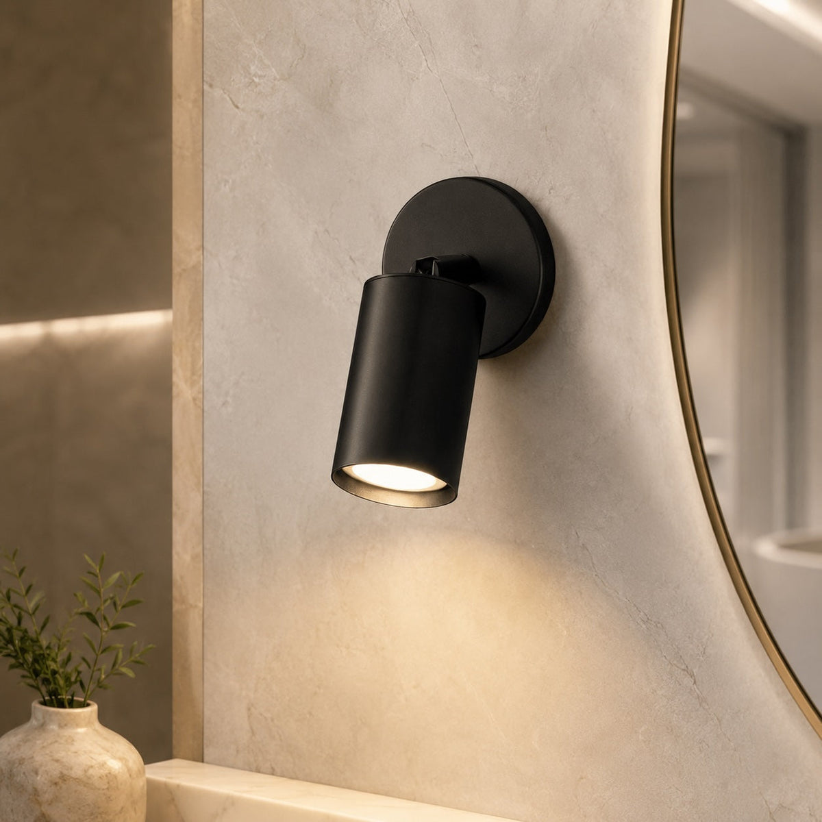 Modern Brass Wall Sconce — 350° Adjustable Rotating Spotlight