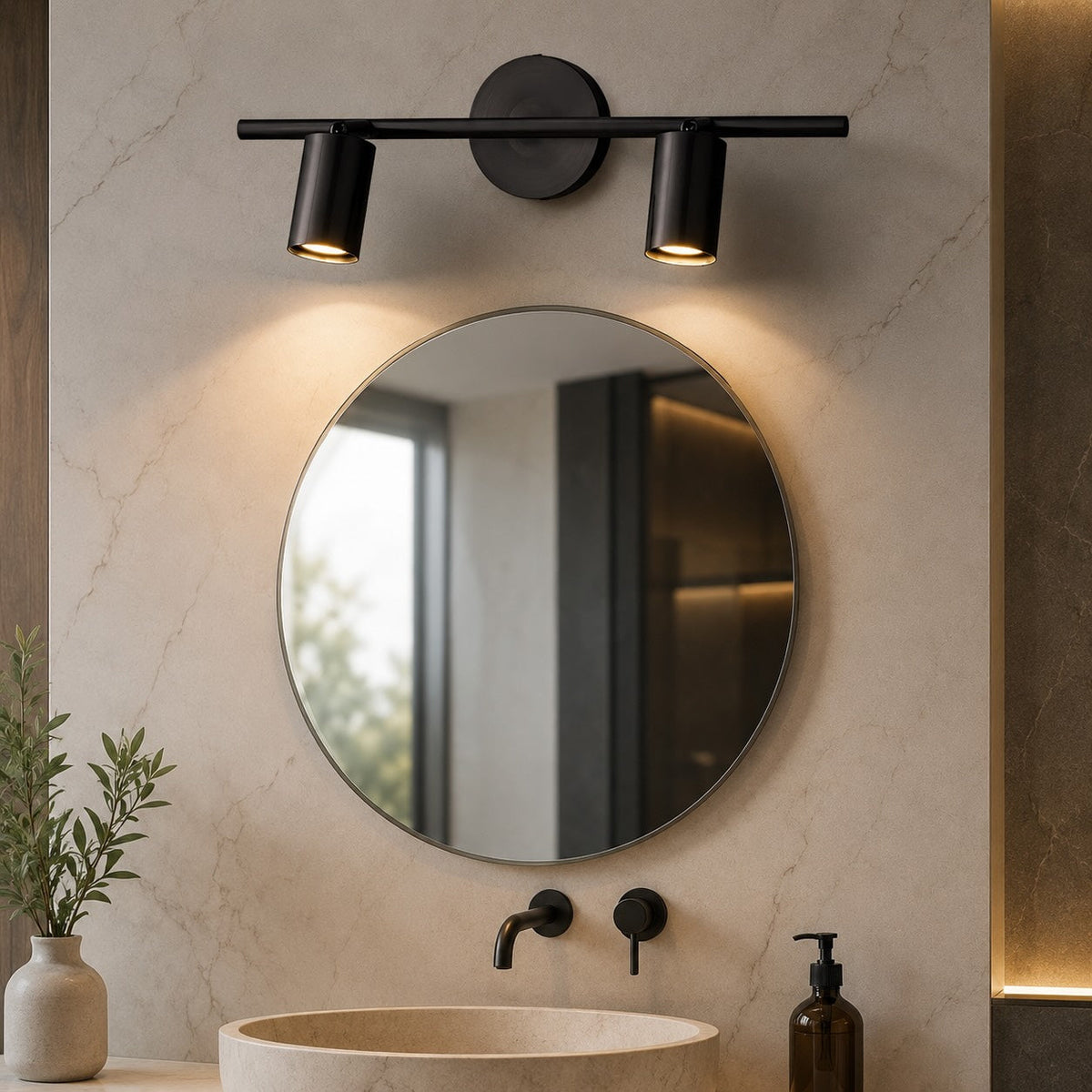 Modern Brass Wall Sconce — 350° Adjustable Rotating Spotlight