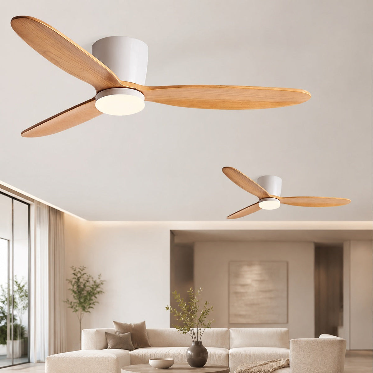 Takfläkt med kopparblad - 6-hastighets DC-motor, fjärrkontroll, inbyggd LED-belysning, täckning på 215 sq ft