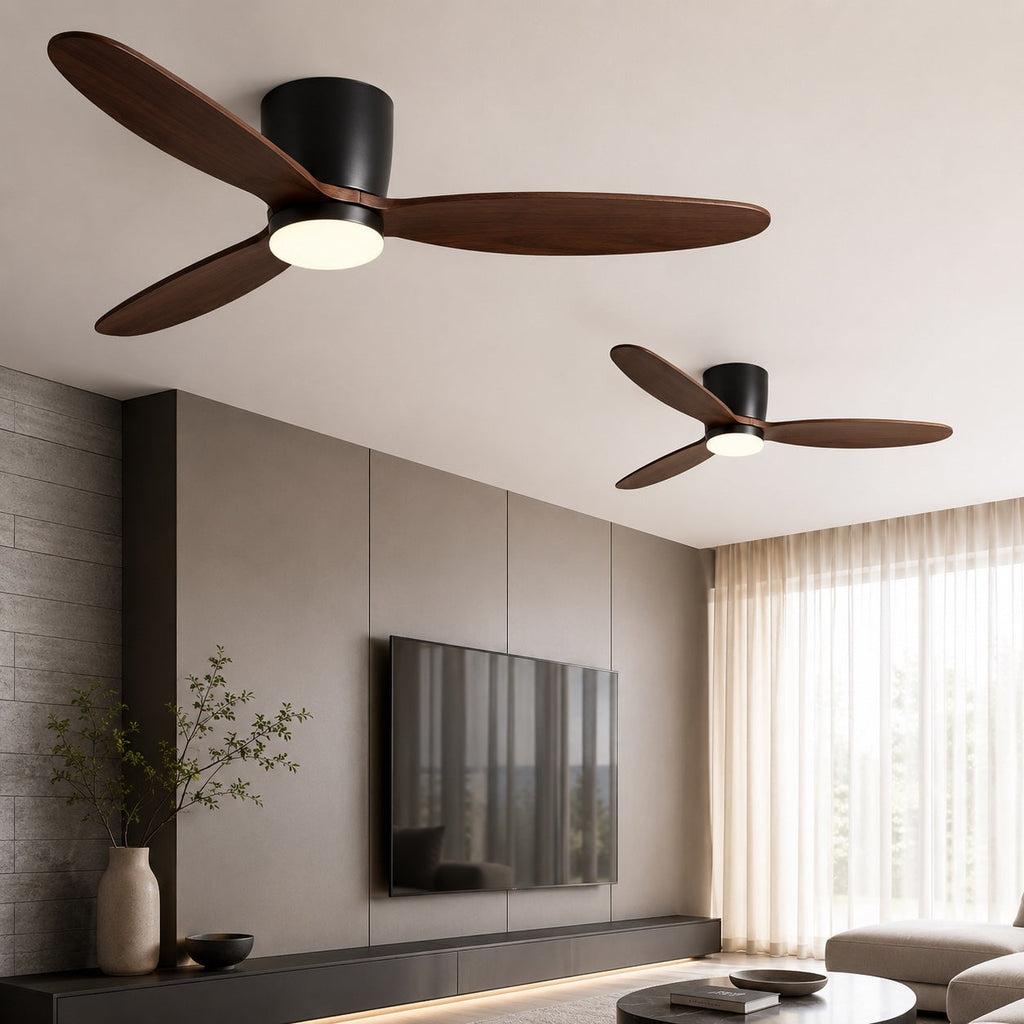 Takfläkt med kopparblad - 6-hastighets DC-motor, fjärrkontroll, inbyggd LED-belysning, täckning på 215 sq ft