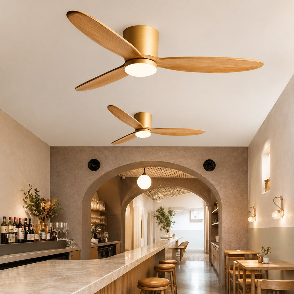 Takfläkt med kopparblad - 6-hastighets DC-motor, fjärrkontroll, inbyggd LED-belysning, täckning på 215 sq ft