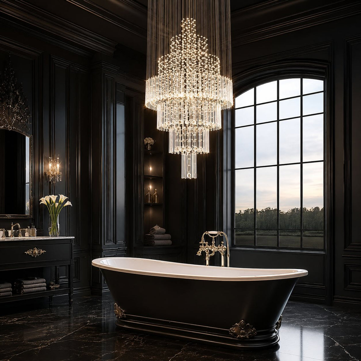 Lustre moderne en cristal à LED à 18 lumières — hauteur réglable, verre K9, finition chromée