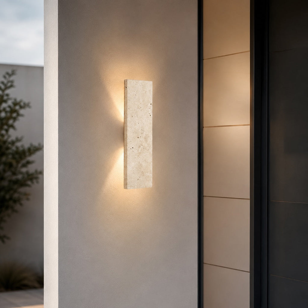 Modern dimbar LED-vägglampa i natursten — 18W, IP65
