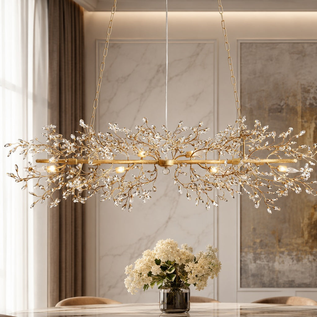Dimmable 8-Bulb Hanging Chandelier Light — Modern Metal and Glass Fixture