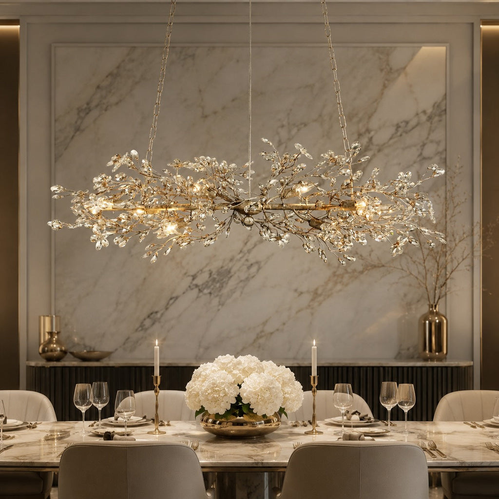 Dimmable 8-Bulb Hanging Chandelier Light — Modern Metal and Glass Fixture