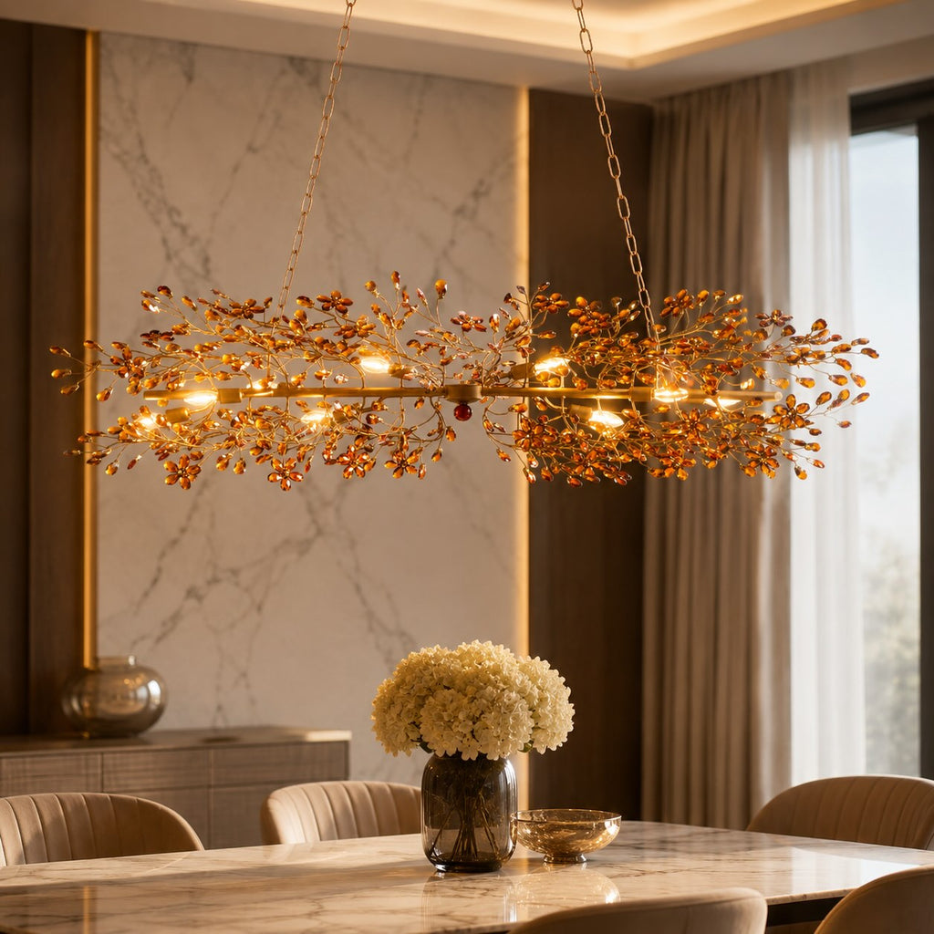 Dimmable 8-Bulb Hanging Chandelier Light — Modern Metal and Glass Fixture