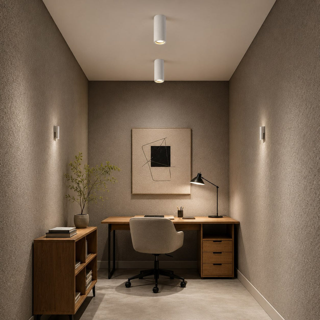 Modern minimalistisk rund taklampa - justerbar LED-armatur i betong