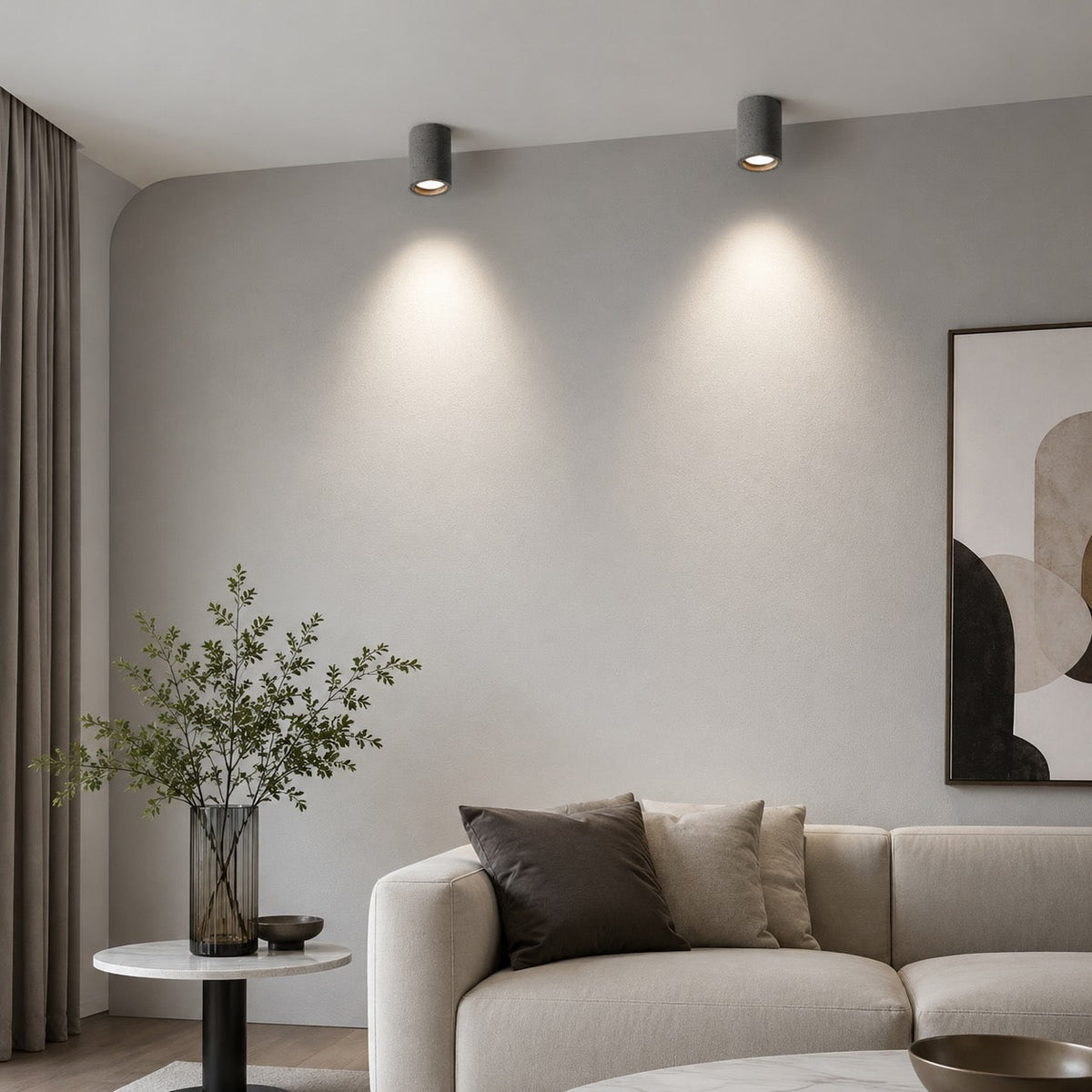 Modern minimalistisk rund taklampa - justerbar LED-armatur i betong