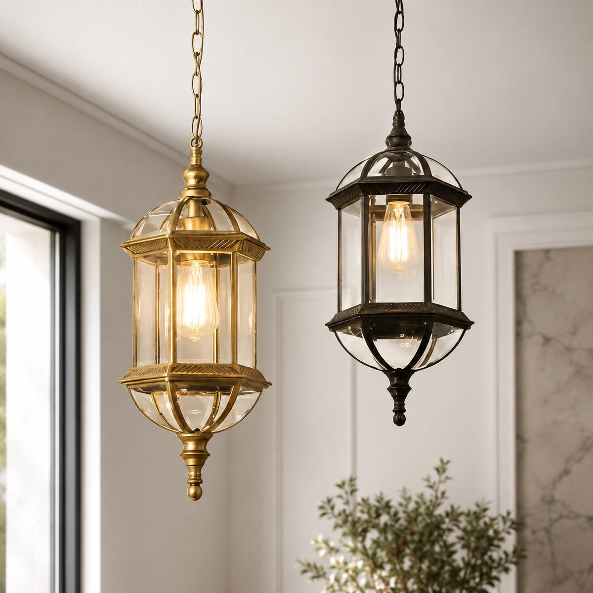 Vintage pendellampe i støbt aluminium — udendørs LED-lampe, justerbart beslag, vandtæt
