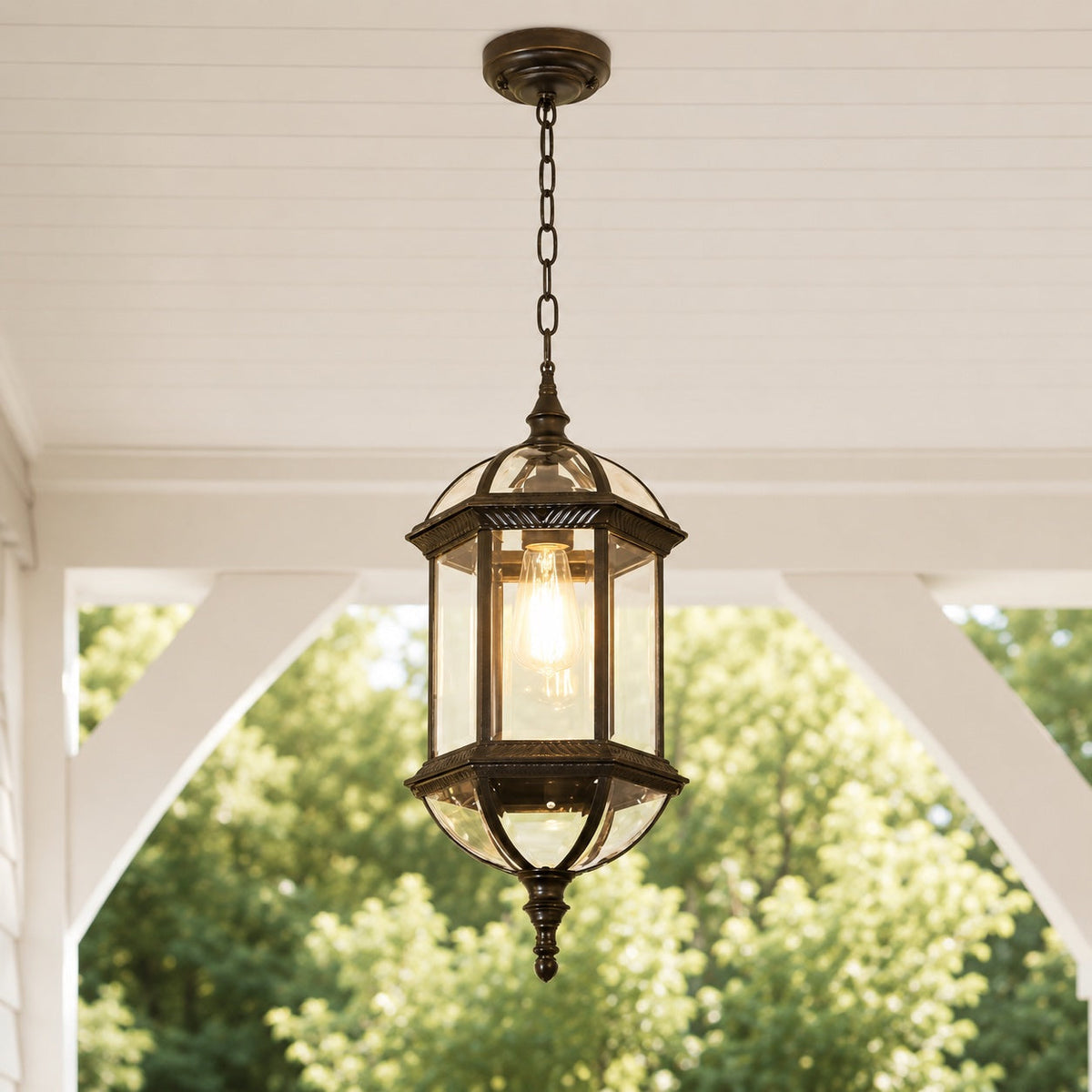 Vintage pendellampe i støbt aluminium — udendørs LED-lampe, justerbart beslag, vandtæt