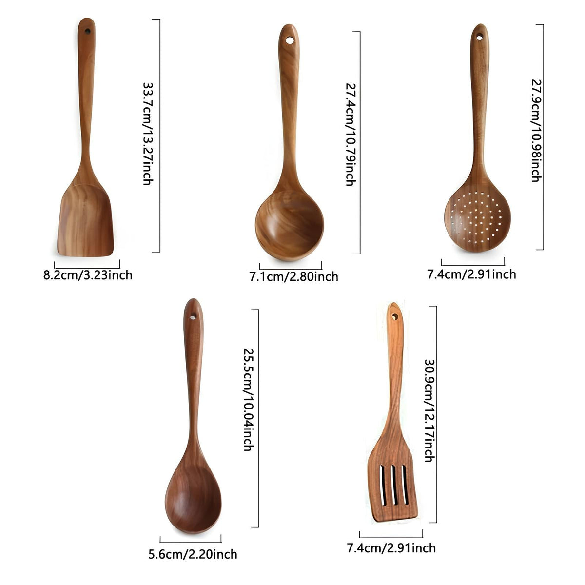 Ensemble d’ustensiles de cuisine en bois naturel