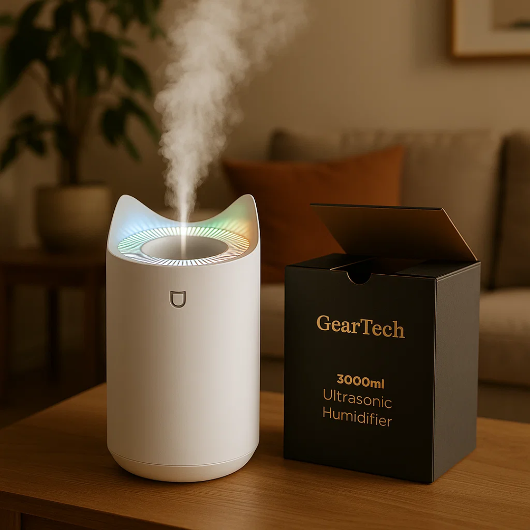 Ultrazvukový zvlhčovač vzduchu 3000ml — technologie přesného rozprašování mlhy a velká nádrž