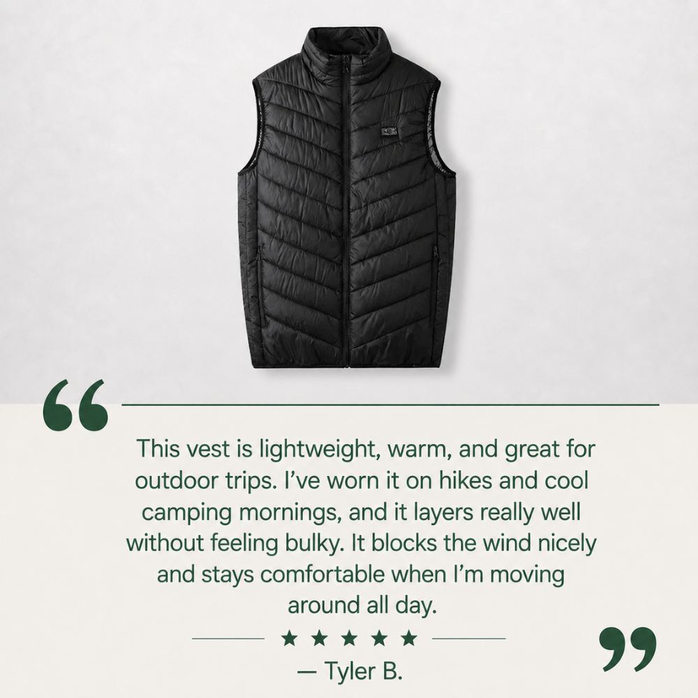 Gilet riscaldato idrorepellente — Strato leggero da 11.3 once