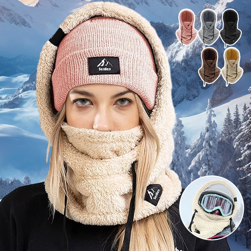 Gorro de inverno 3 em 1 — proteção quente contra o vento, gola e cobertura para o rosto