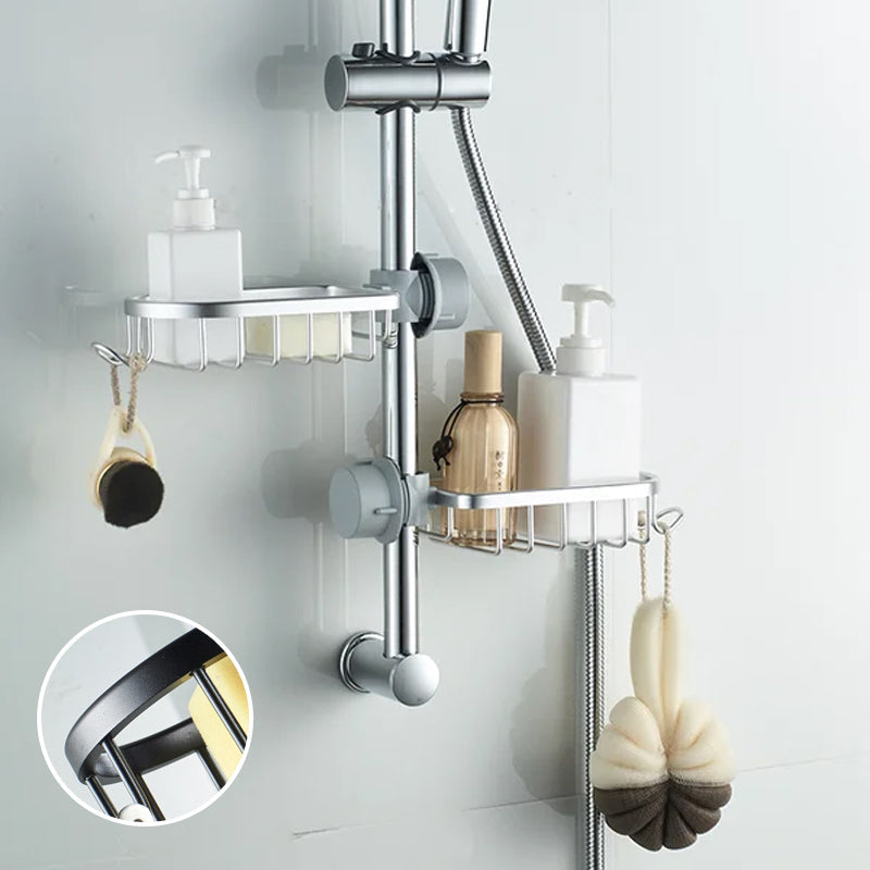 Drill Free Shower Caddy – Stainless Aluminum Build, Silver or Black