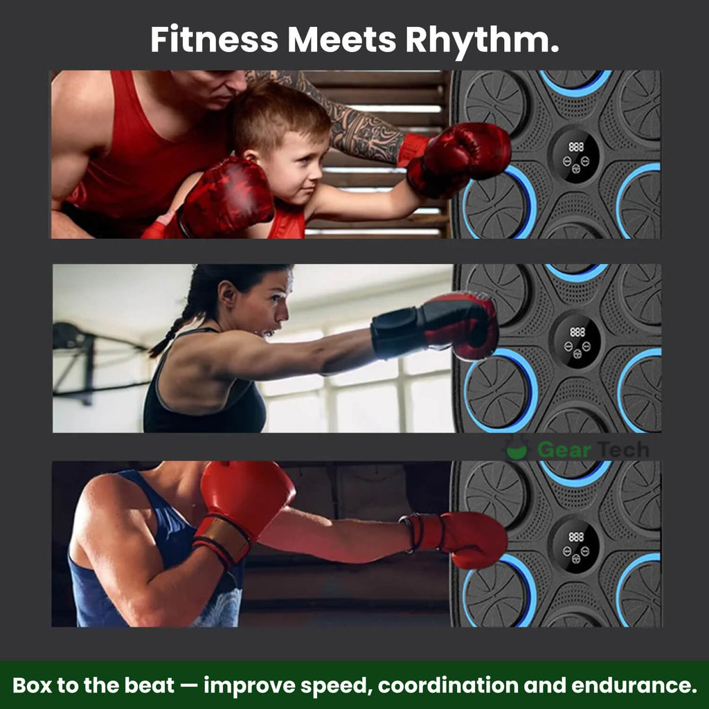 Máquina de boxeo musical — Iluminación RGB, conectividad Bluetooth y controles de velocidad interactivos