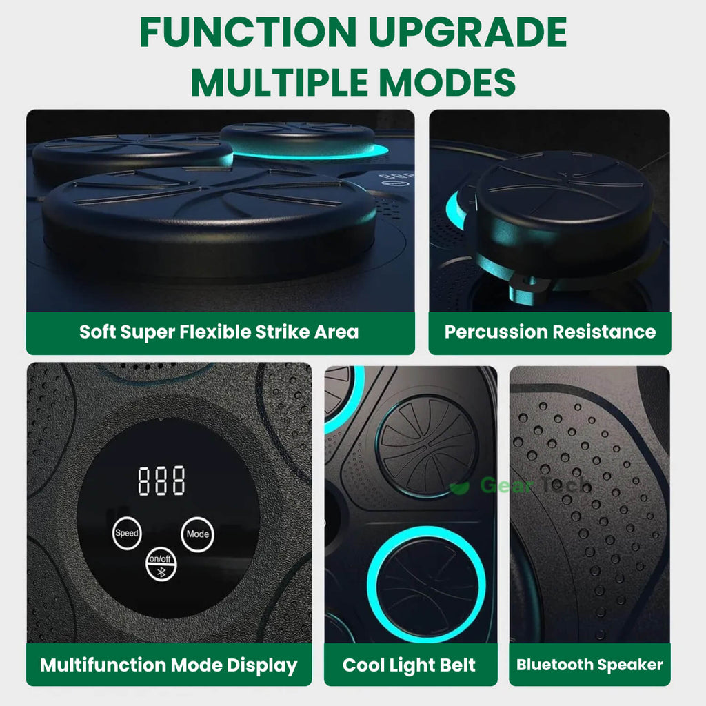 Máquina de boxeo musical — Iluminación RGB, conectividad Bluetooth y controles de velocidad interactivos