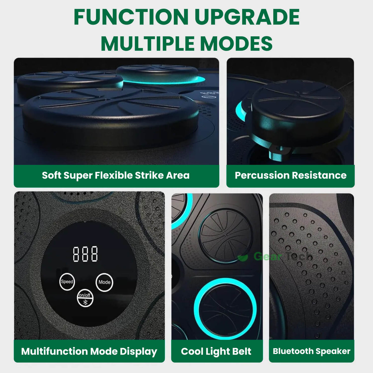 Máquina de boxeo musical — Iluminación RGB, conectividad Bluetooth y controles de velocidad interactivos