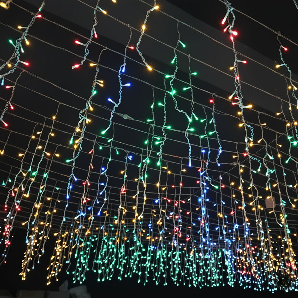 Cortina de luces LED de carámbanos de bajo voltaje de 36V – Iluminación navideña exterior impermeable de 50m