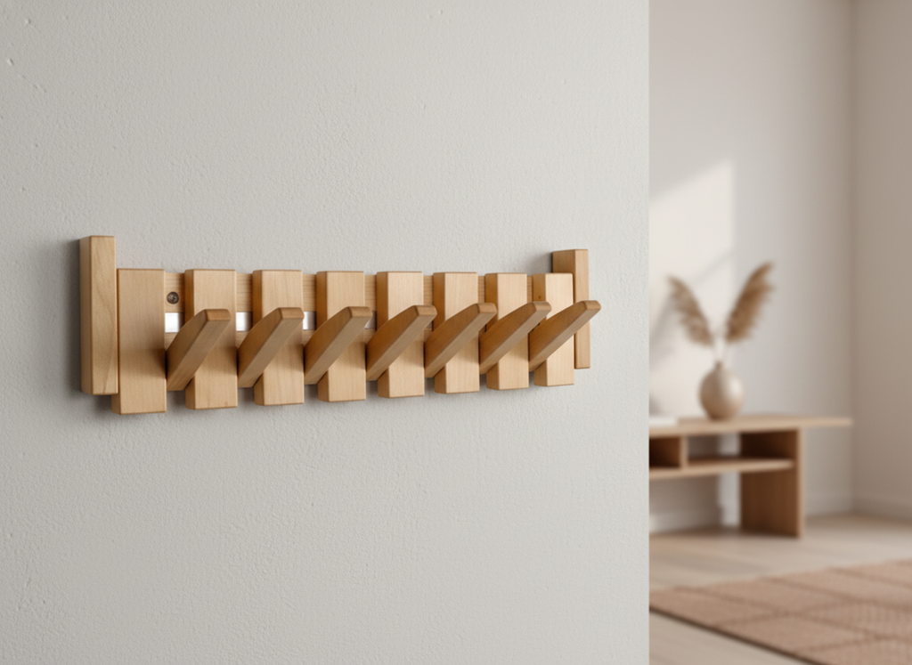 HarmonyCoat houten kapstok voor aan de muur - pianostijl met haken