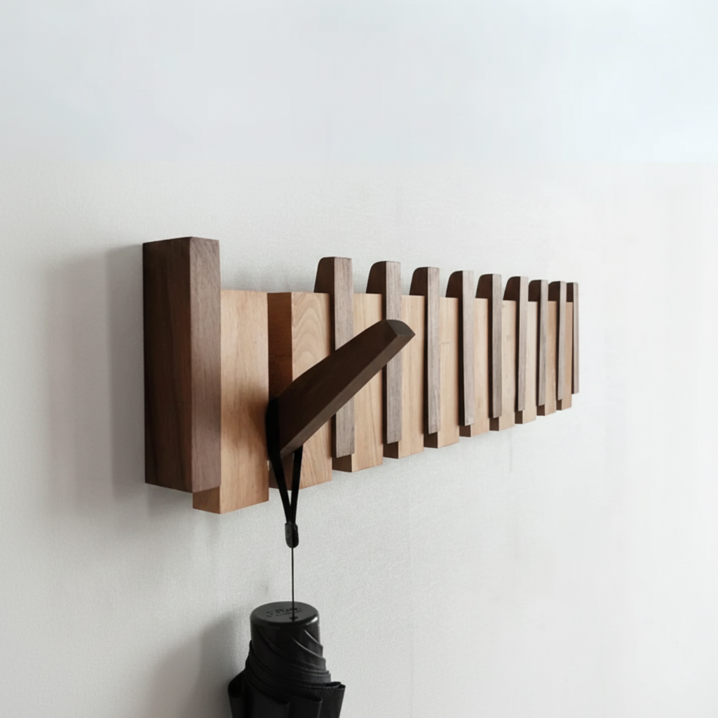 HarmonyCoat houten kapstok voor aan de muur - pianostijl met haken