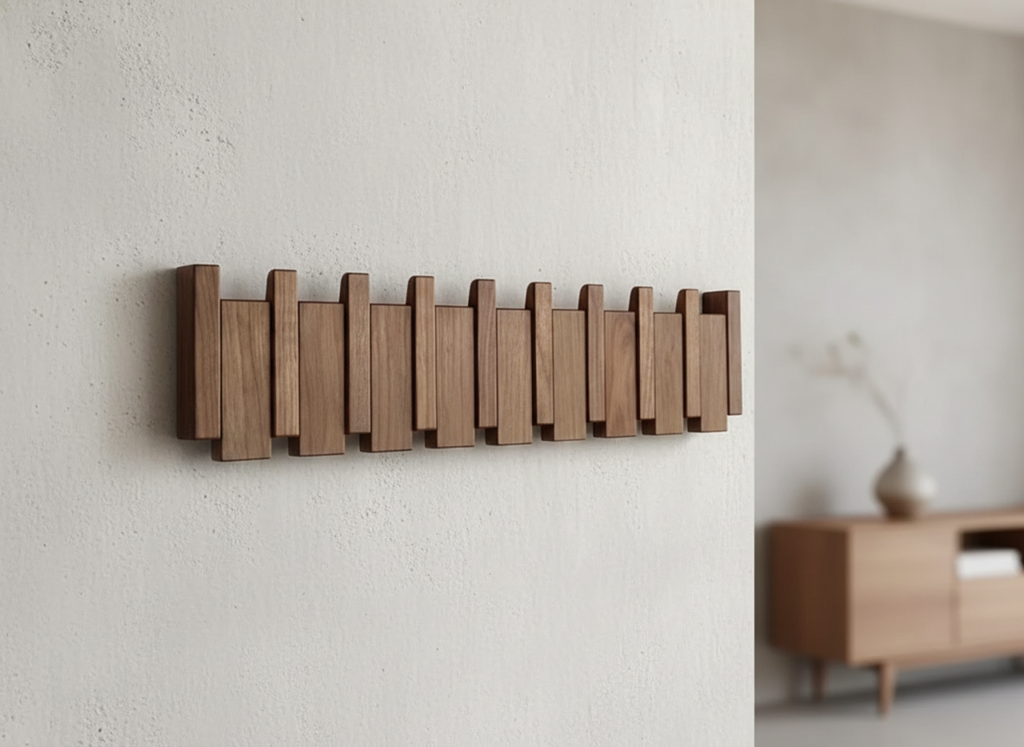 HarmonyCoat houten kapstok voor aan de muur - pianostijl met haken