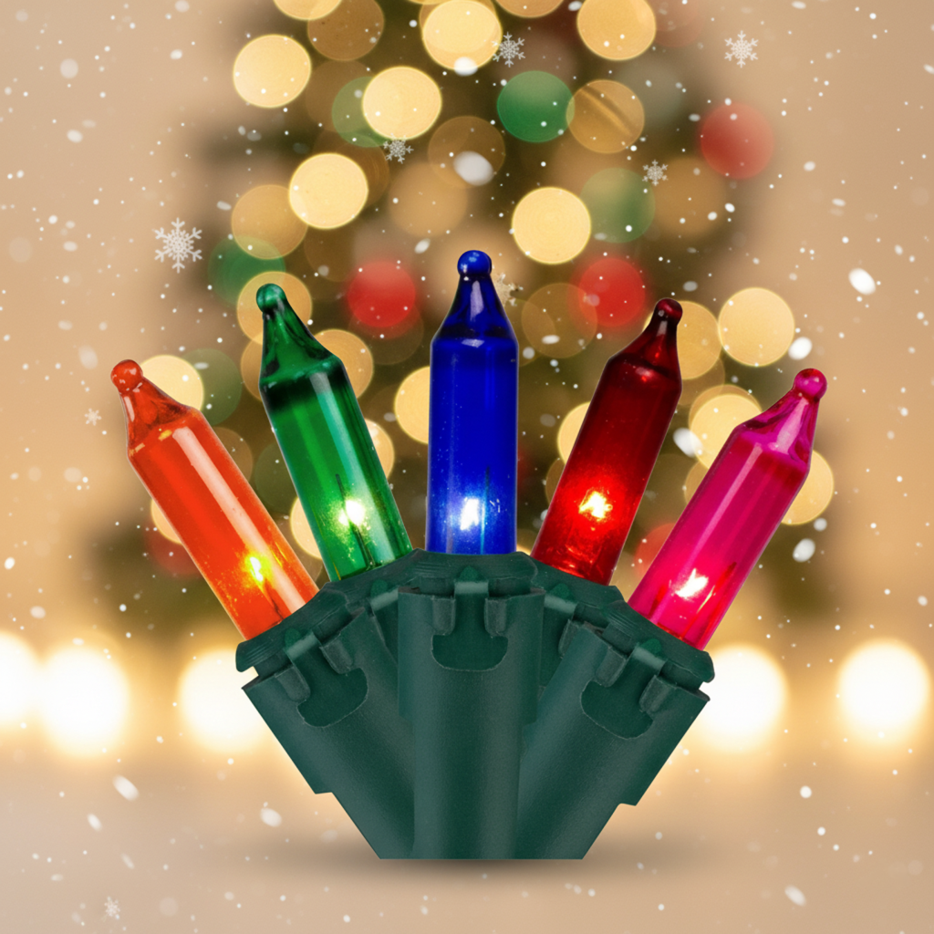 Luzes de Natal mini multicoloridas com 100 lâmpadas - fio clássico de lâmpadas incandescentes