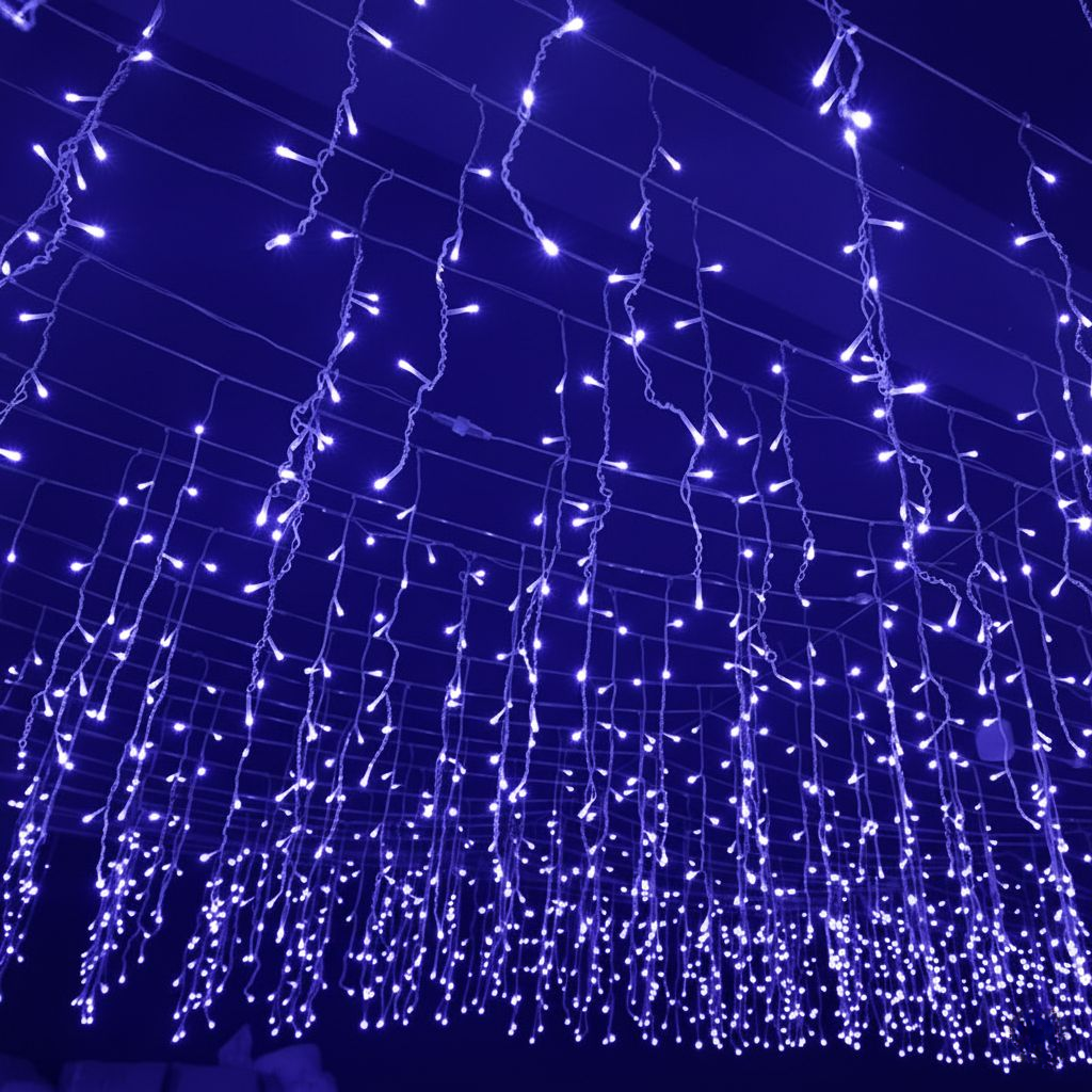 Cortina de luces LED de carámbanos de bajo voltaje de 36V – Iluminación navideña exterior impermeable de 50m