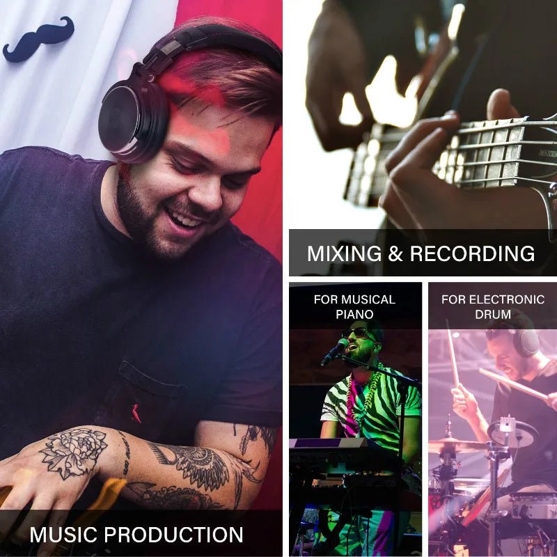 سماعات DJ سلكية للاستوديو Oneodio Pro 50 وPro 30 — إلغاء ضوضاء TWS، صوت ستيريو HiFi، مشغّلات ديناميكية، ميكروفون مدمج في السلك