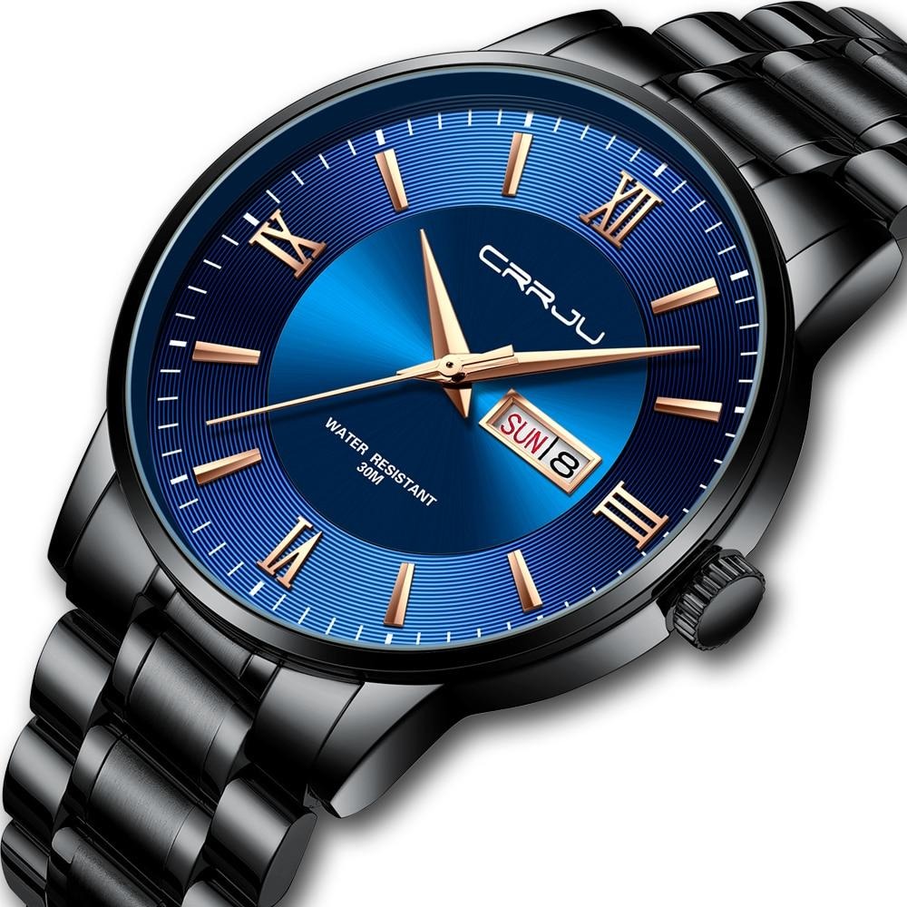 Reloj cronógrafo de cuarzo de lujo para hombre – Reloj deportivo de acero inoxidable resistente al agua