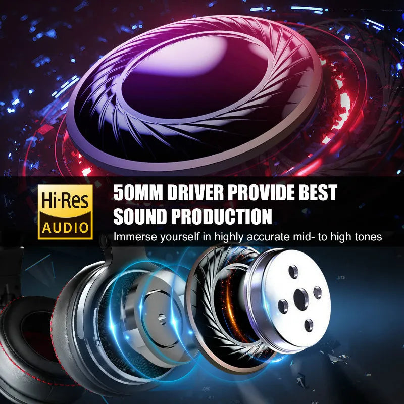 سماعات DJ سلكية للاستوديو Oneodio Pro 50 وPro 30 — إلغاء ضوضاء TWS، صوت ستيريو HiFi، مشغّلات ديناميكية، ميكروفون مدمج في السلك