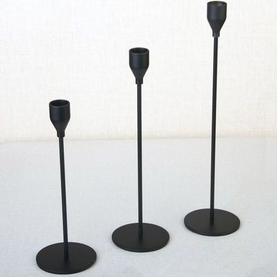 طقم حاملات شموع معدنية من 3 قطع - قاعدة عصرية مانعة للانزلاق